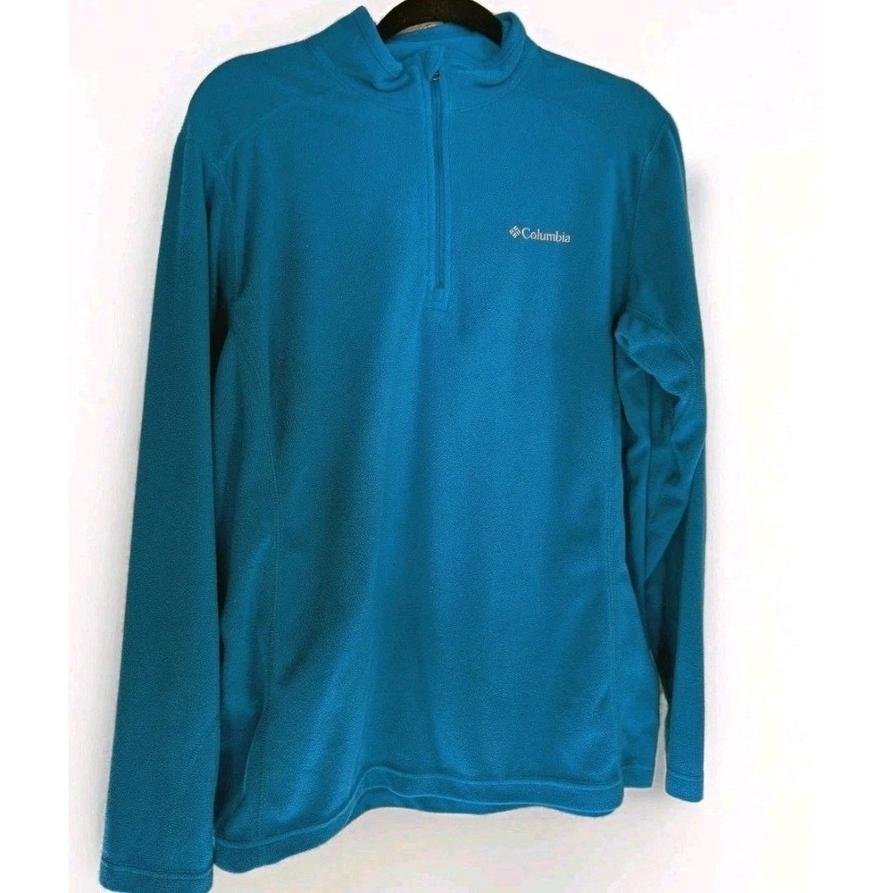 Columbia Pullover Mens Med Blue Fleece 1/4 Zip Outdoor‎ Hiking Lightweight